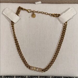 Dior Gold Crystal-Embellished Logo Chain Necklace